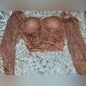 Swiss dot smocked crop top